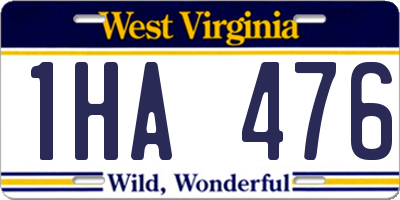 WV license plate 1HA476