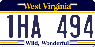 WV license plate 1HA494
