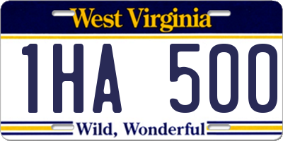 WV license plate 1HA500