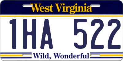 WV license plate 1HA522