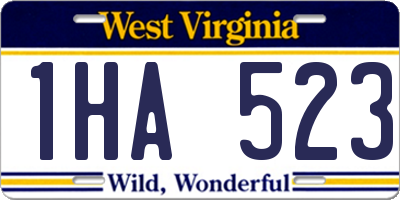WV license plate 1HA523