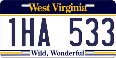 WV license plate 1HA533