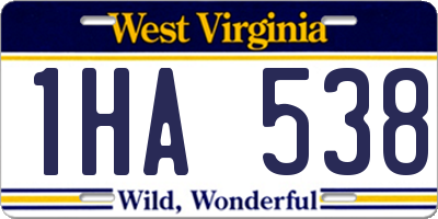 WV license plate 1HA538