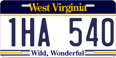 WV license plate 1HA540