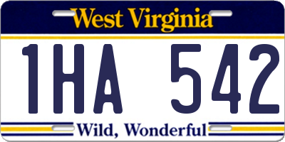 WV license plate 1HA542