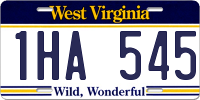 WV license plate 1HA545