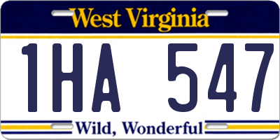 WV license plate 1HA547