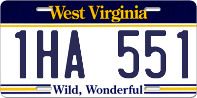 WV license plate 1HA551