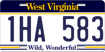 WV license plate 1HA583