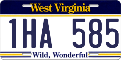 WV license plate 1HA585