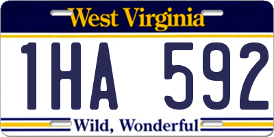 WV license plate 1HA592