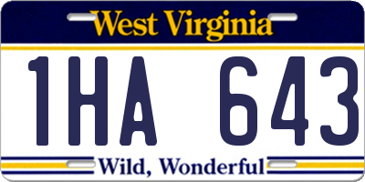 WV license plate 1HA643