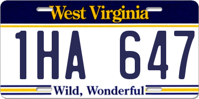 WV license plate 1HA647