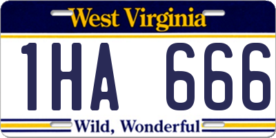 WV license plate 1HA666
