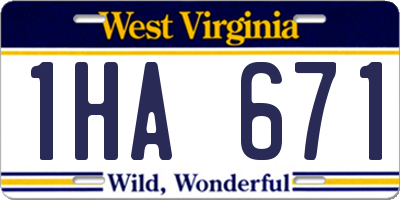 WV license plate 1HA671