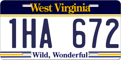 WV license plate 1HA672