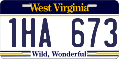 WV license plate 1HA673