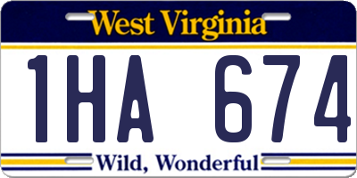 WV license plate 1HA674