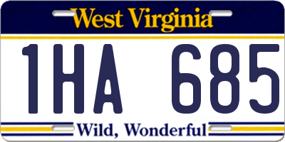 WV license plate 1HA685
