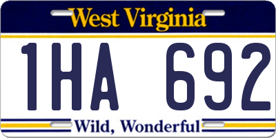 WV license plate 1HA692