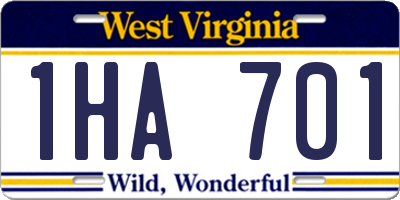 WV license plate 1HA701