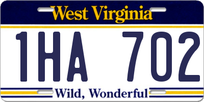 WV license plate 1HA702