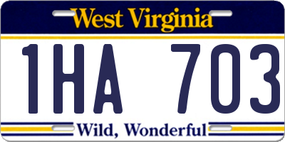 WV license plate 1HA703