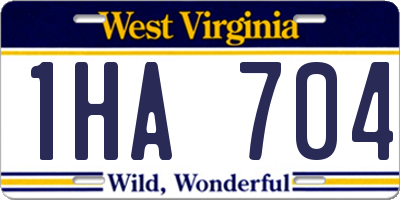 WV license plate 1HA704