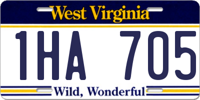 WV license plate 1HA705