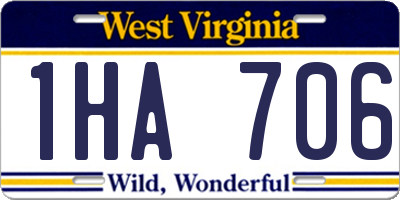 WV license plate 1HA706