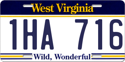 WV license plate 1HA716