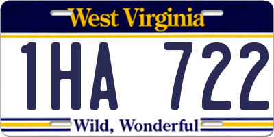 WV license plate 1HA722
