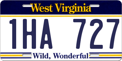 WV license plate 1HA727