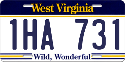 WV license plate 1HA731