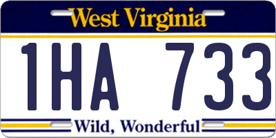 WV license plate 1HA733