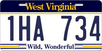 WV license plate 1HA734