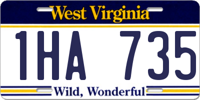 WV license plate 1HA735
