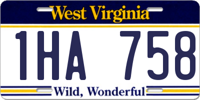 WV license plate 1HA758