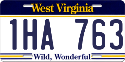 WV license plate 1HA763