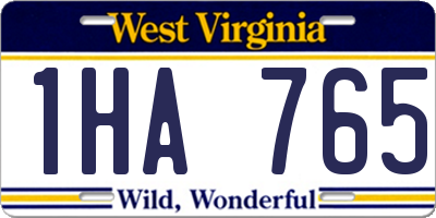 WV license plate 1HA765