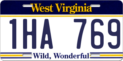WV license plate 1HA769