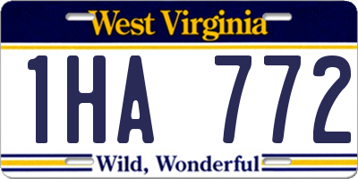 WV license plate 1HA772