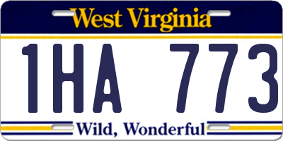 WV license plate 1HA773