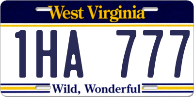 WV license plate 1HA777