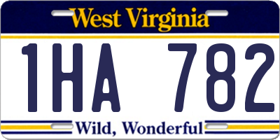 WV license plate 1HA782