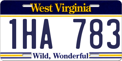 WV license plate 1HA783