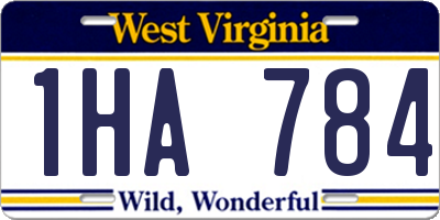 WV license plate 1HA784