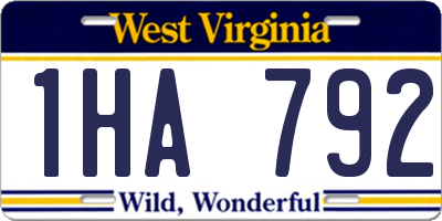 WV license plate 1HA792
