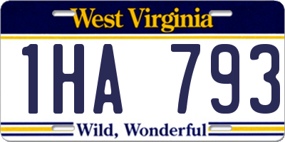 WV license plate 1HA793