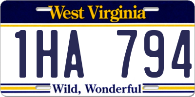 WV license plate 1HA794